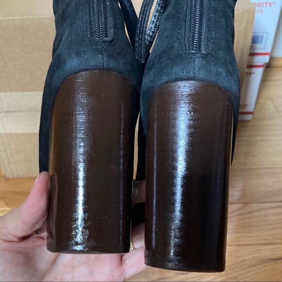 Jeffrey Campbell Rumble Booties size US 8 Black Suede Ankle Block Heel - Picture 5 of 8